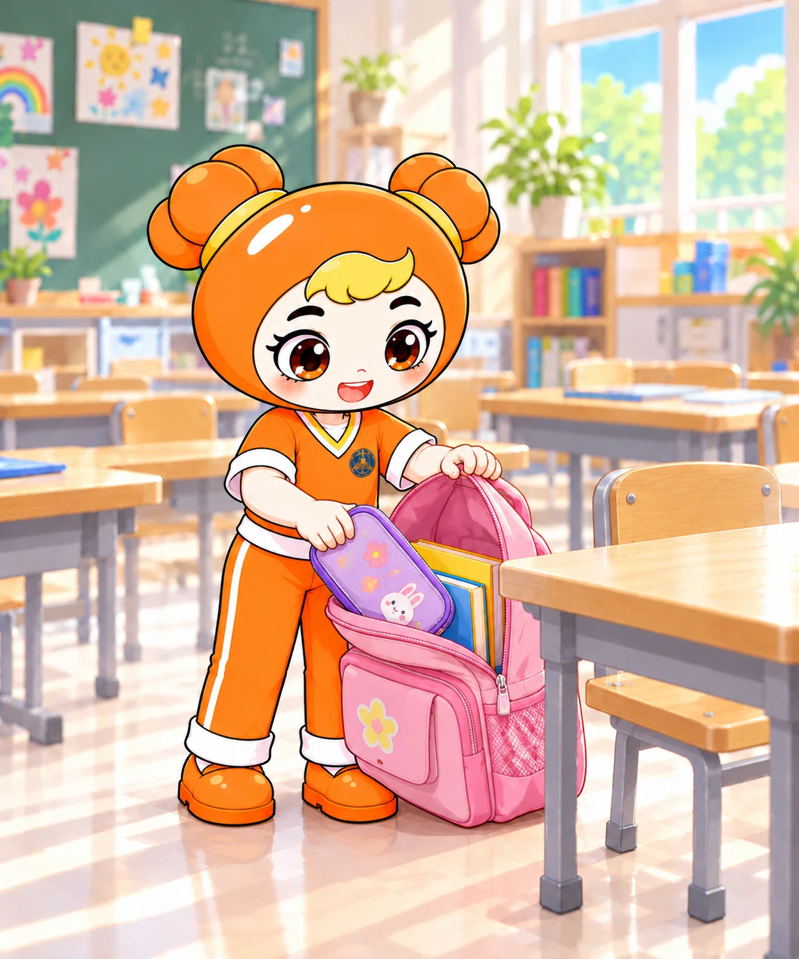 1年级女生劳维度3阶：把书本文具整齐装进书包