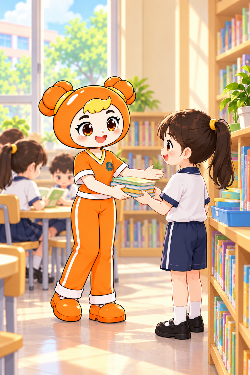 4年级女生德维度2阶：主动递书，并让同伴先整理