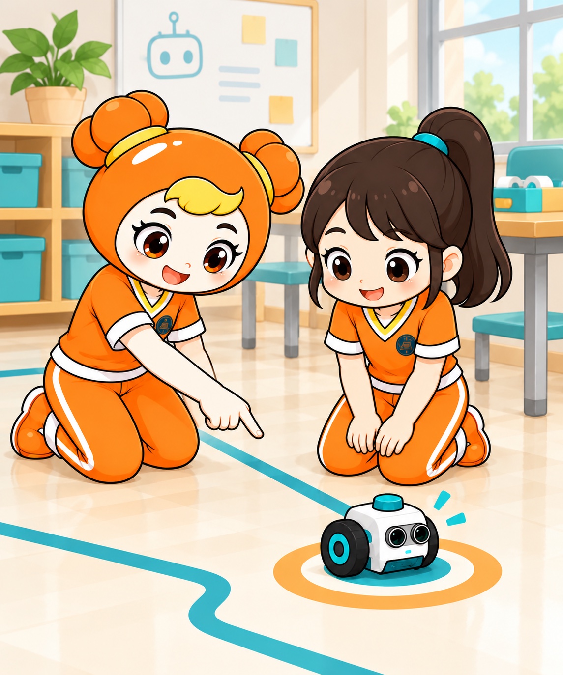 6年级女生智维度5阶：机器人到达目标，解释改进